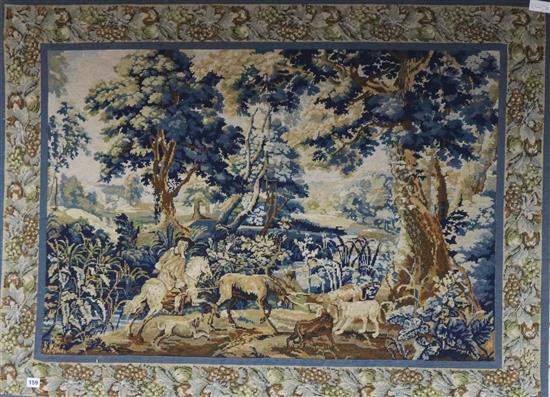 A needlework panel The Stag Hunt 130 x 97cm